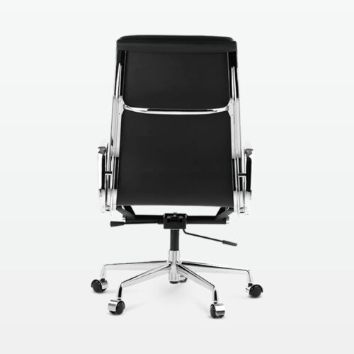 Designer Director High Back Office Chair in Black Leather - back