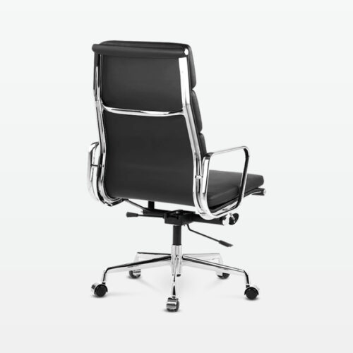 Designer Director High Back Office Chair in Black Leather - back angle