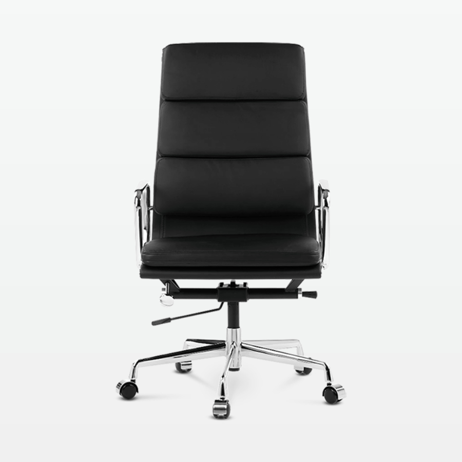 Designer Director High Back Office Chair in Black Leather - front