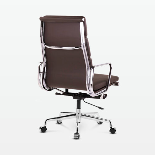 Designer Director High Back Office Chair in Dark Brown Leather - back angle