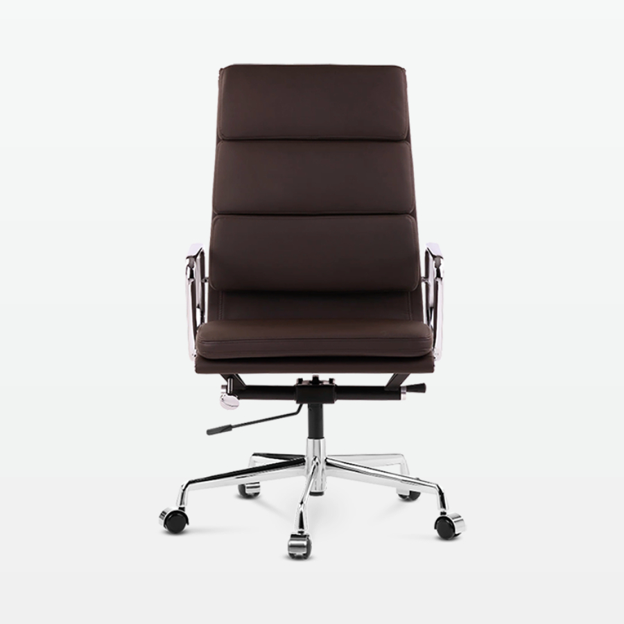 Designer Director High Back Office Chair in Dark Brown Leather - front
