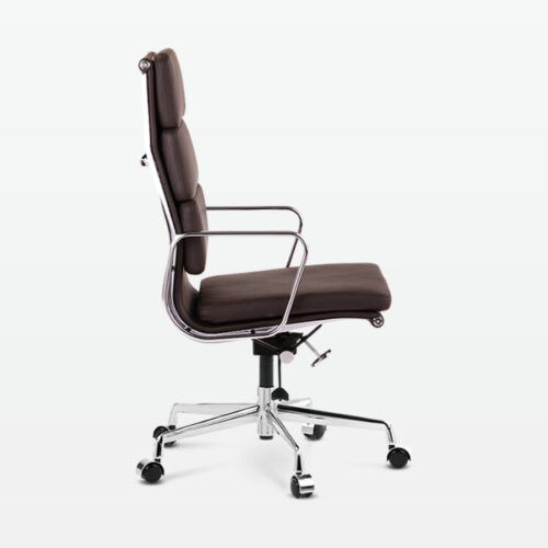 Designer Director High Back Office Chair in Dark Brown Leather - side