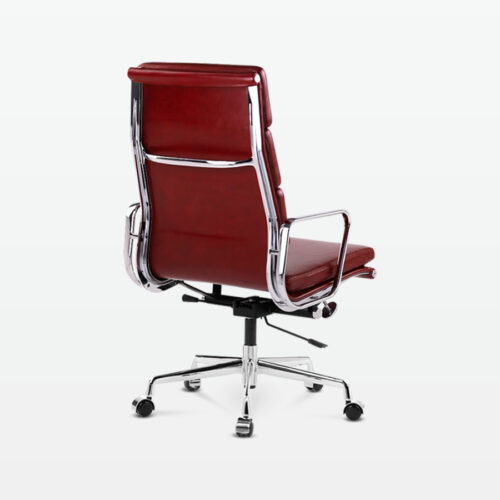 Designer Director High Back Office Chair in Red Wine Leather - back angle