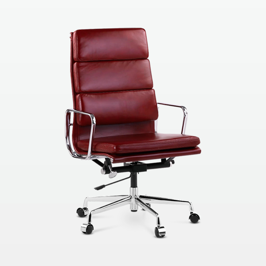 Designer Director High Back Office Chair in Red Wine Leather - front angle