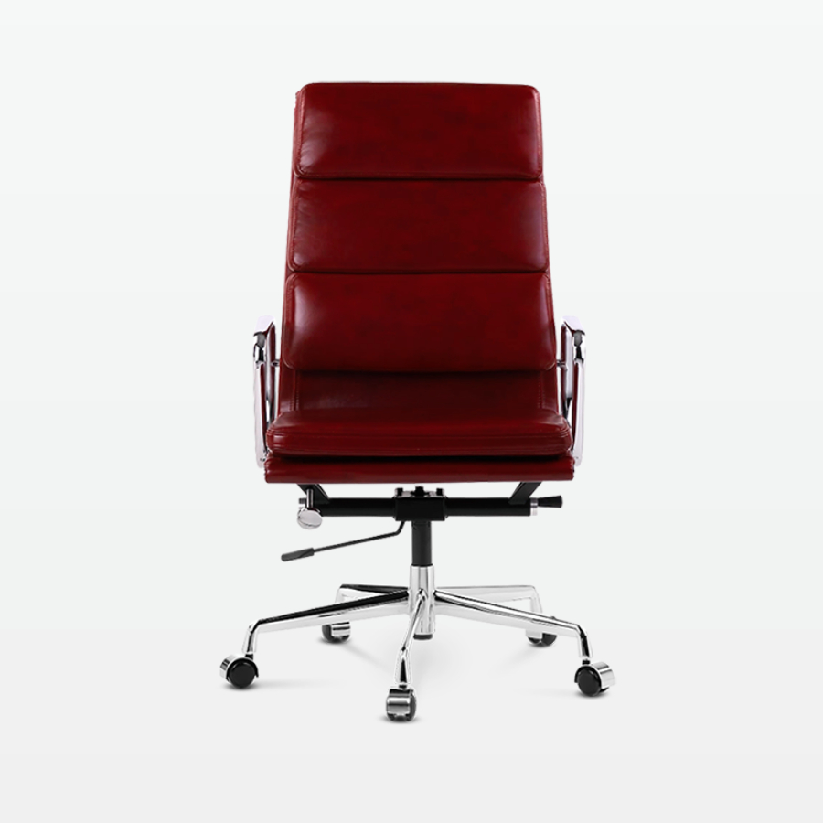 Designer Director High Back Office Chair in Red Wine Leather - front