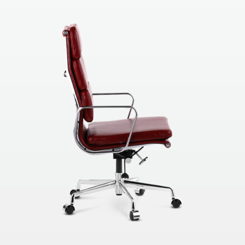 Designer Director High Back Office Chair in Red Wine Leather - side