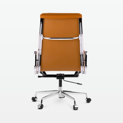 Designer Director High Back Office Chair in Tan Brown Leather - back