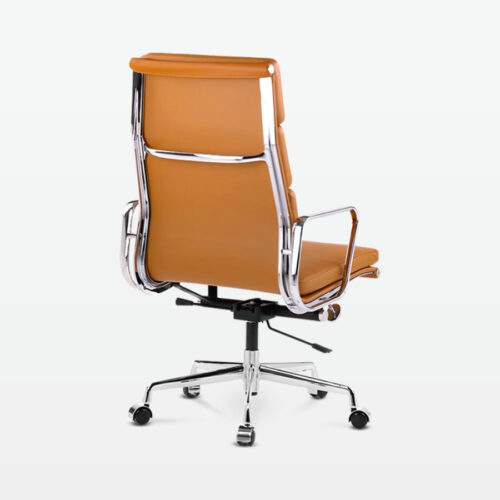 Designer Director High Back Office Chair in Tan Brown Leather - back angle