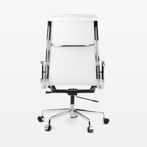 Designer Director High Back Office Chair in White Leather - back