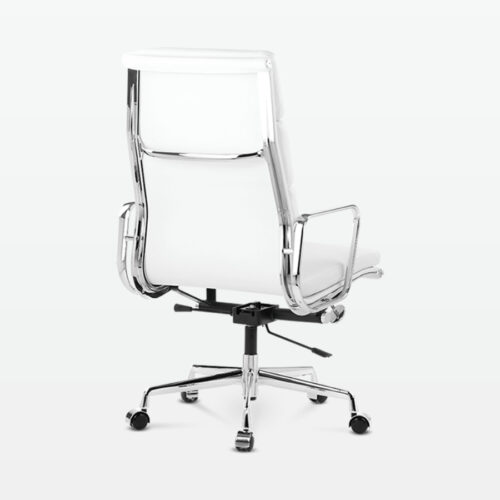 Designer Director High Back Office Chair in White Leather - back angle