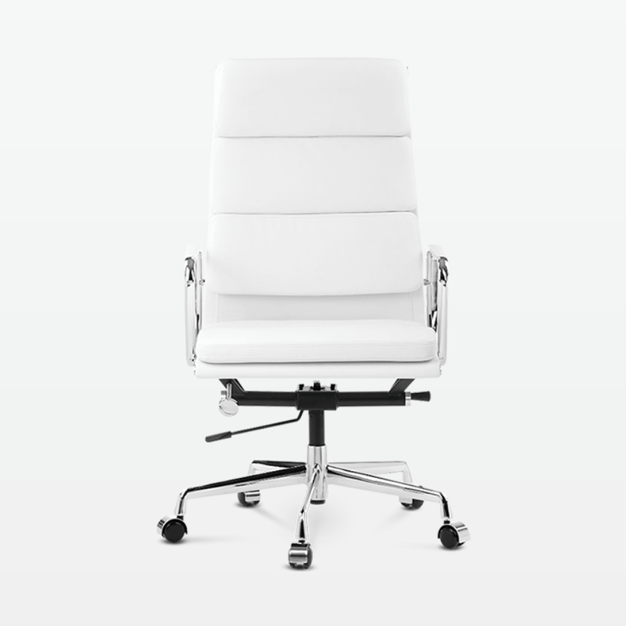 Designer Director High Back Office Chair in White Leather - front