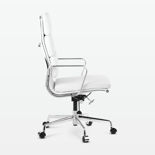 Designer Director High Back Office Chair in White Leather - side