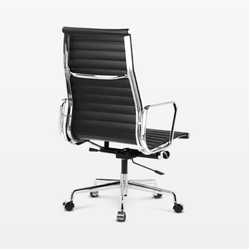 Designer Management High Back Office Chair in Black Leather - back angle