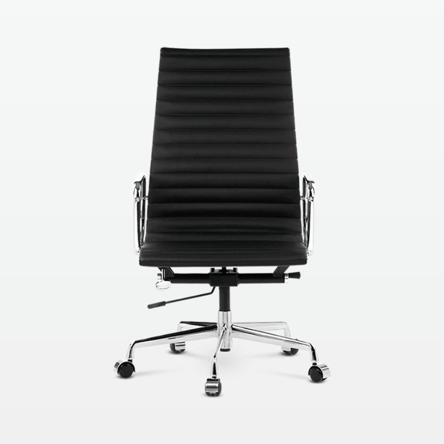 Designer Management High Back Office Chair in Black Leather - front