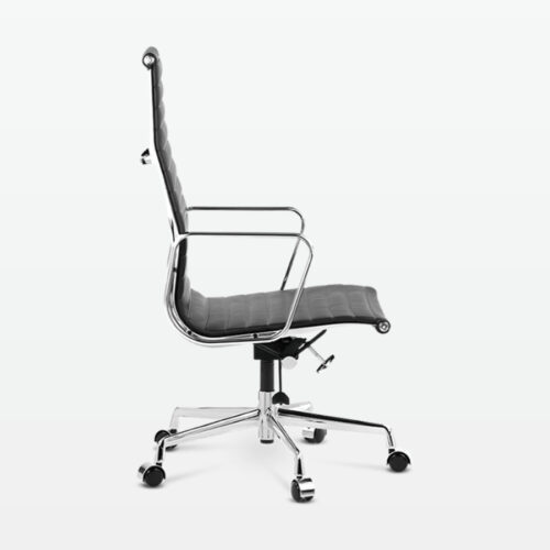 Designer Management High Back Office Chair in Black Leather - side