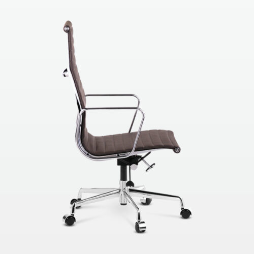 Designer Management High Back Office Chair in Dark Brown Leather - side