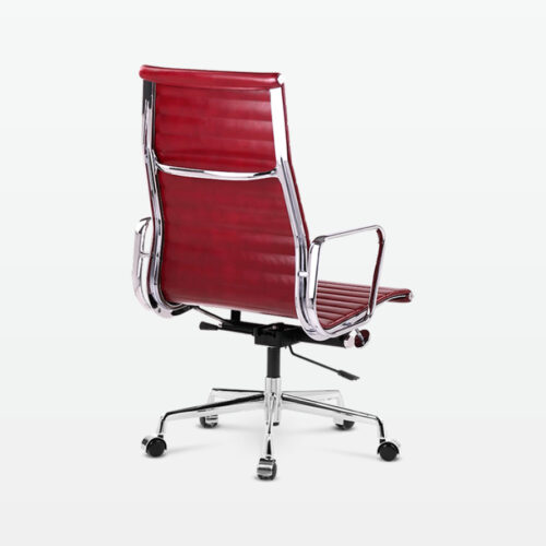 Designer Management High Back Office Chair in Red Wine Leather - back angle