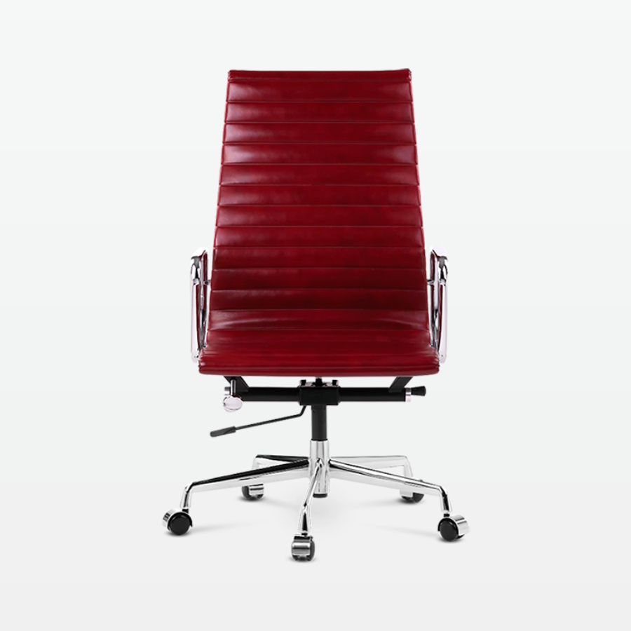 Designer Management High Back Office Chair in Red Wine Leather - front