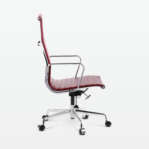 Designer Management High Back Office Chair in Red Wine Leather - side