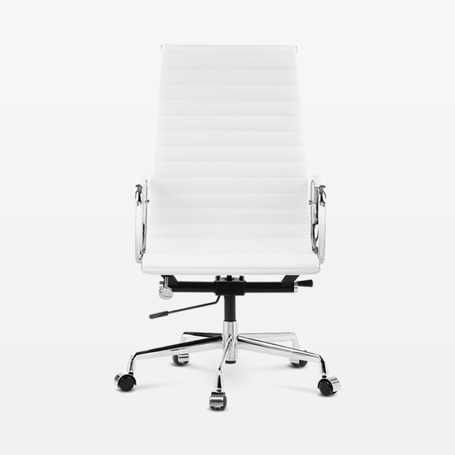 Designer Management High Back Office Chair in White Leather - front