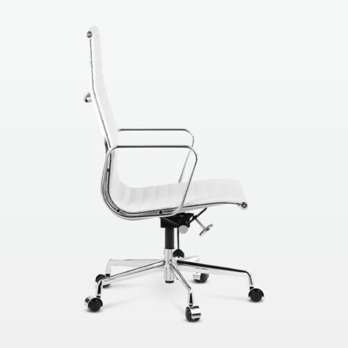 Designer Management High Back Office Chair in White Leather - side