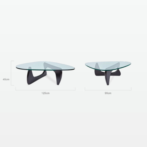 Noguchi Tribeca Coffee Table Replica in Black Wood - dimensions