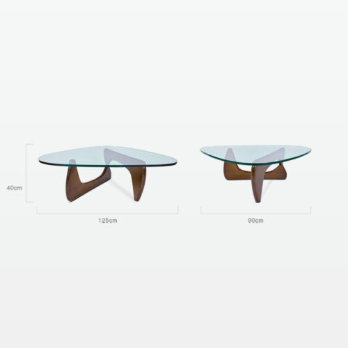 Noguchi Tribeca Coffee Table Replica in Walnut Wood - dimensions