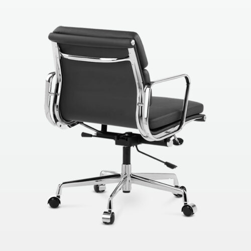 Designer Director Low Back Office Chair in Black Leather - back angle