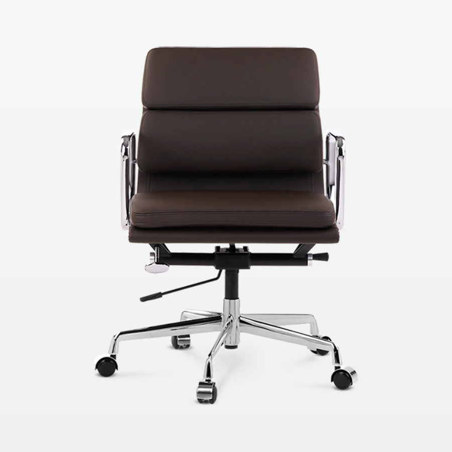 Designer Director Low Back Office Chair in Dark Brown Leather - front