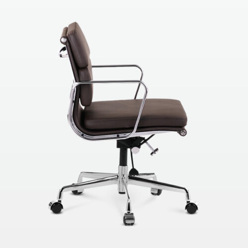 Designer Director Low Back Office Chair in Dark Brown Leather - side