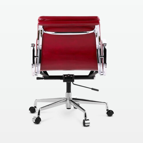 Designer Director Low Back Office Chair in Red Wine Leather - back