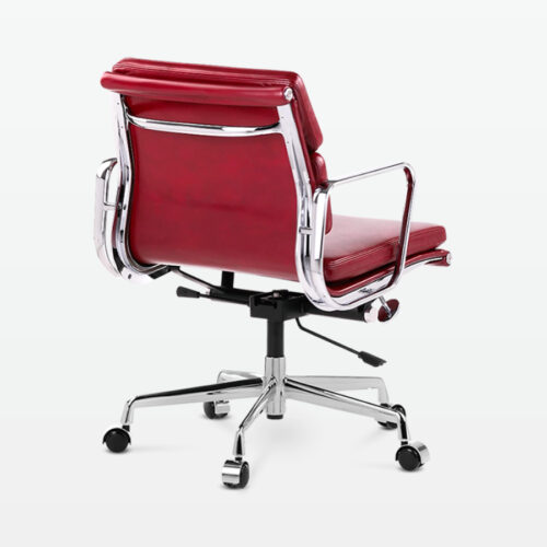 Designer Director Low Back Office Chair in Red Wine Leather - back angle