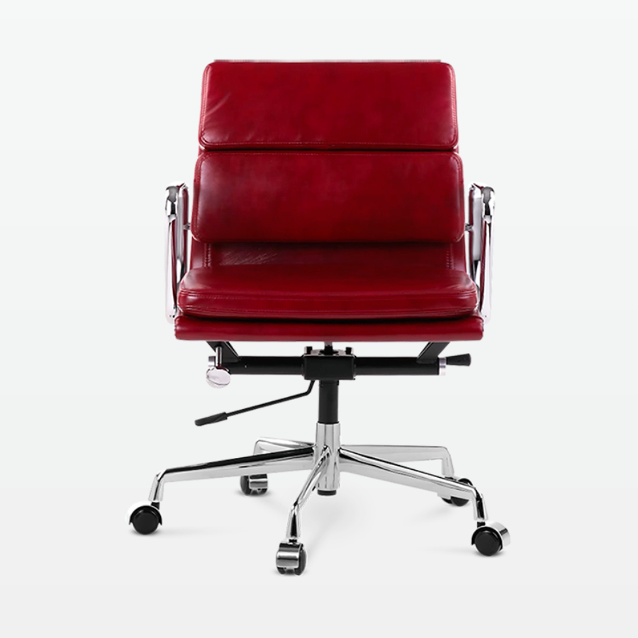 Designer Director Low Back Office Chair in Red Wine Leather - front