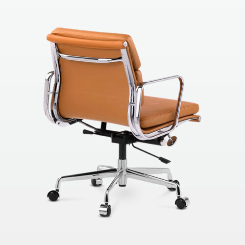 Designer Director Low Back Office Chair in Tan Brown Leather - back angle