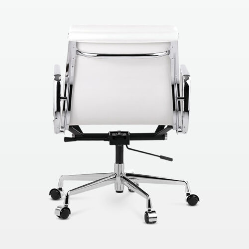 Designer Director Low Back Office Chair in White Leather - back