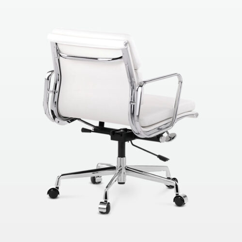 Designer Director Low Back Office Chair in White Leather - back angle