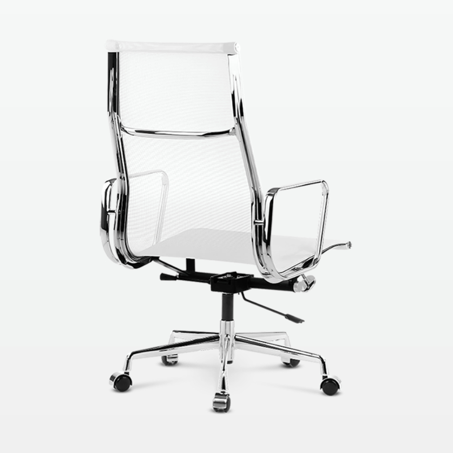Designer Management High Back Office Chair in White Mesh - back angle