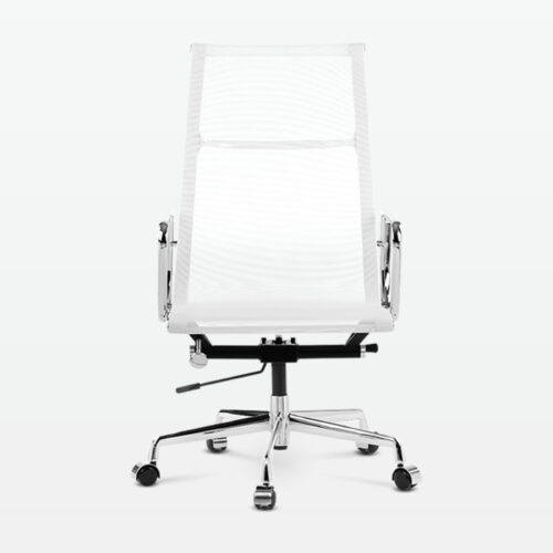 Designer Management High Back Office Chair in White Mesh - front
