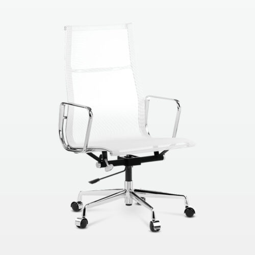 Designer Management High Back Office Chair in White Mesh - front angle