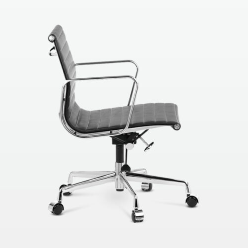 Designer Management Low Back Office Chair in Black Leather - side