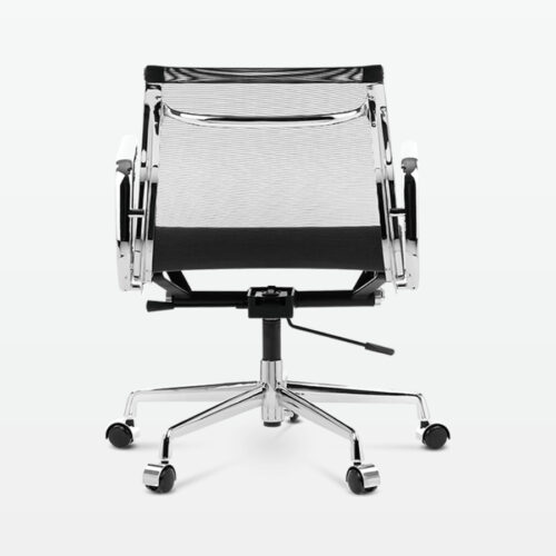 Designer Management Low Back Office Chair in Black Mesh - back side angle