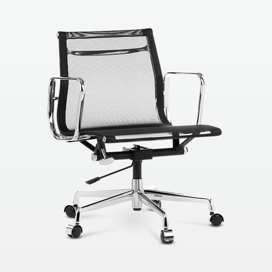 Designer Management Low Back Office Chair in Black Mesh - front angle