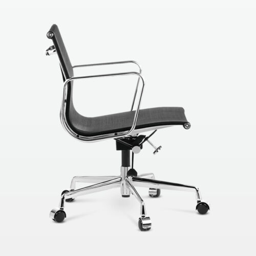 Designer Management Low Back Office Chair in Black Mesh - side