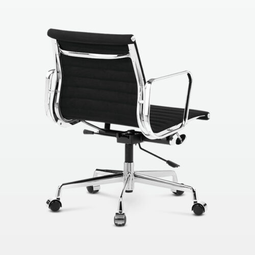 Designer Management Low Back Office Chair in Black Wool - back angle