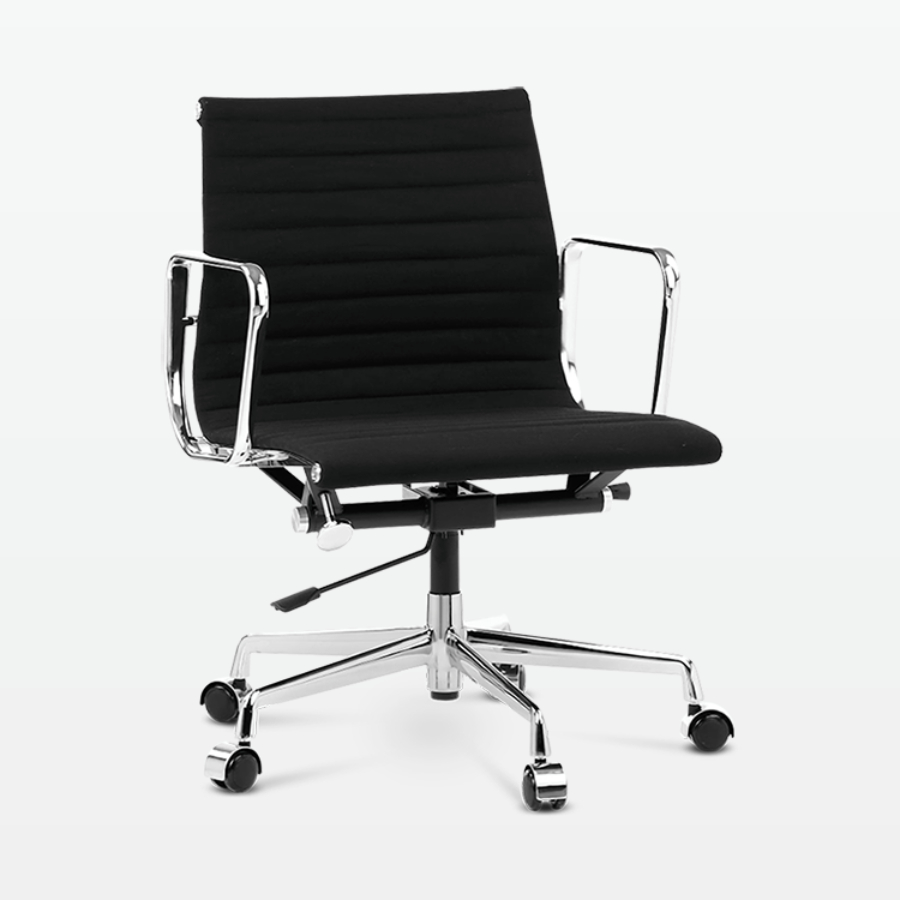 Designer Management Low Back Office Chair in Black Wool - front angle