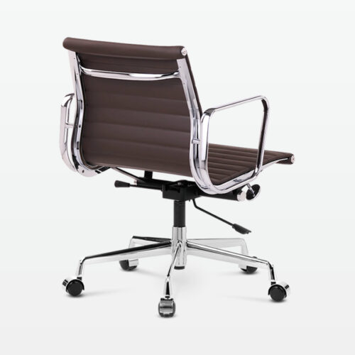 Designer Management Low Back Office Chair in Dark Brown Leather - back angle