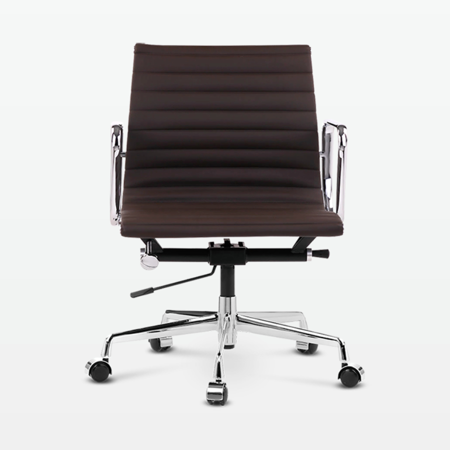 Designer Management Low Back Office Chair in Dark Brown Leather - front