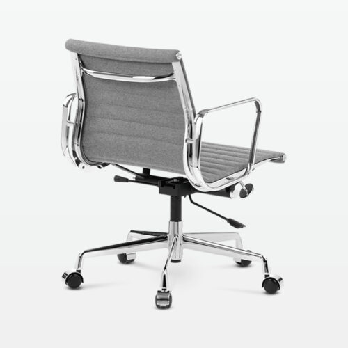 Designer Management Low Back Office Chair in Grey Wool - back angle