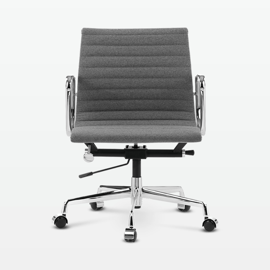 Designer Management Low Back Office Chair in Grey Wool - front