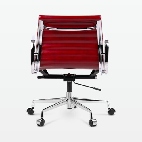 Designer Management Low Back Office Chair in Red Wine Leather - back